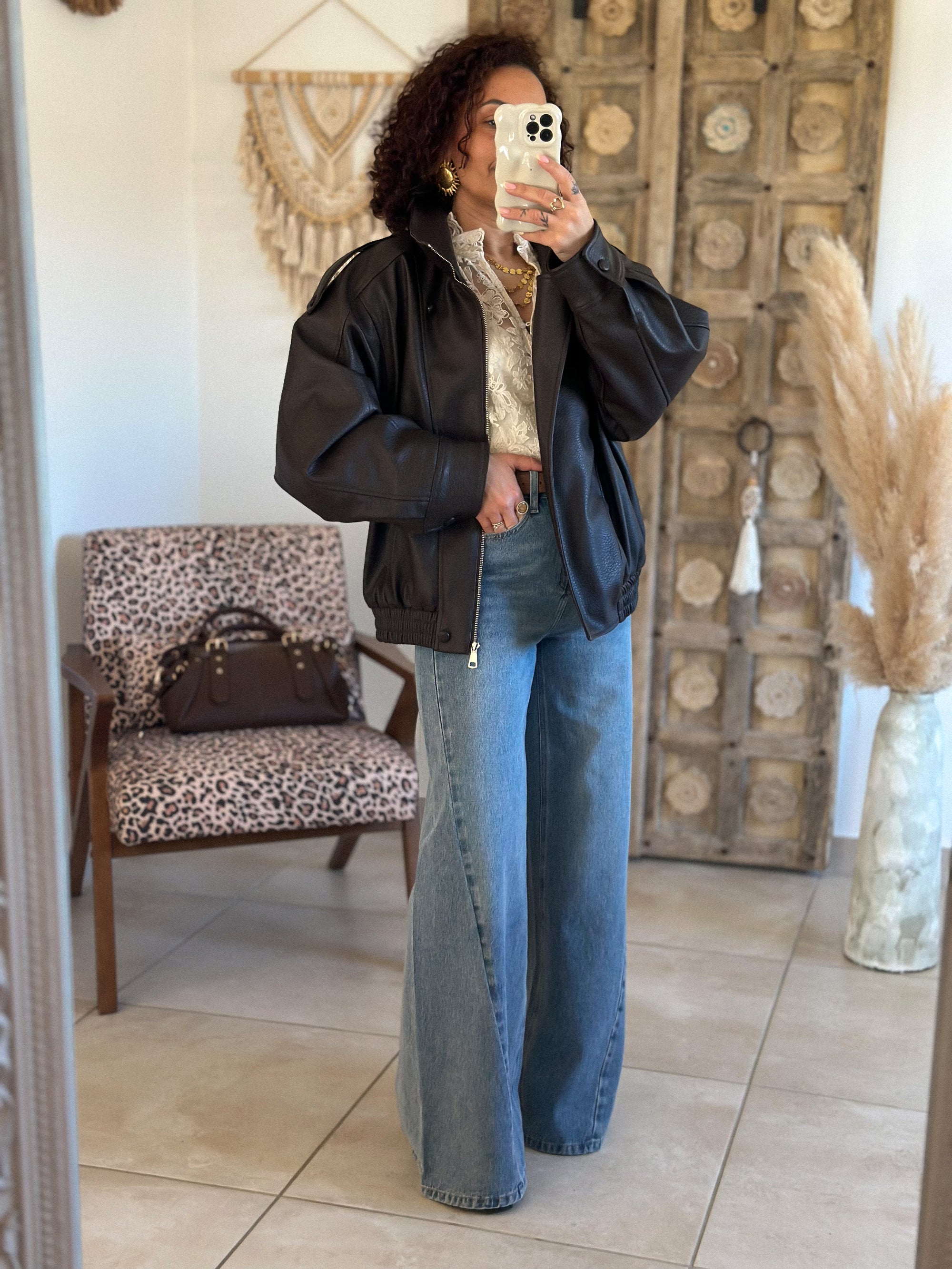 Perfecto Naïka - simili cuir marron