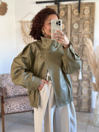 Perfecto Naïka - simili cuir vert olive