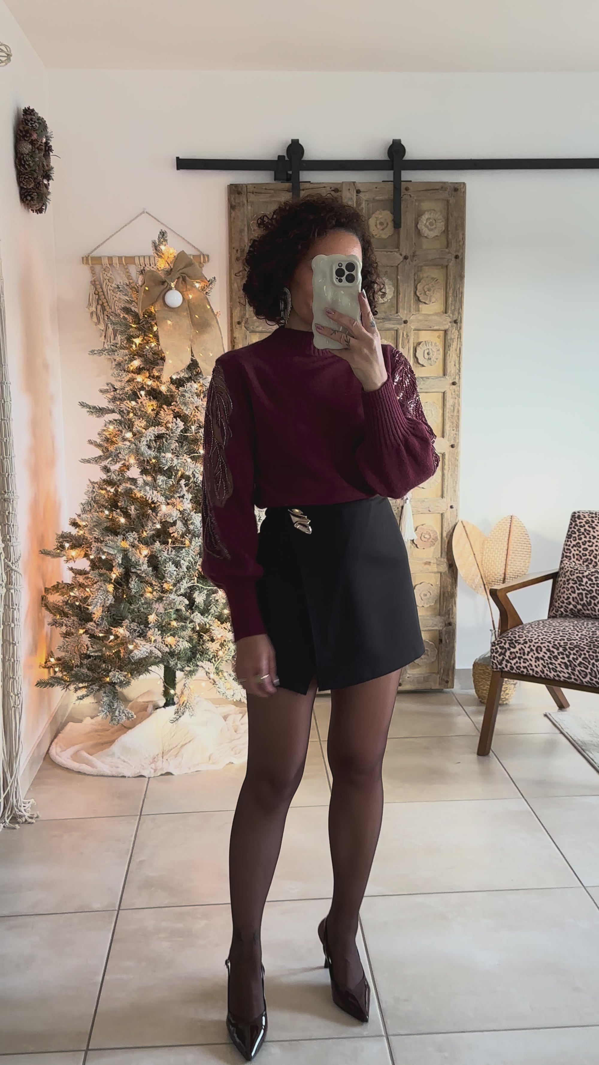 Pull Céleste - Bordeaux Manches sequins