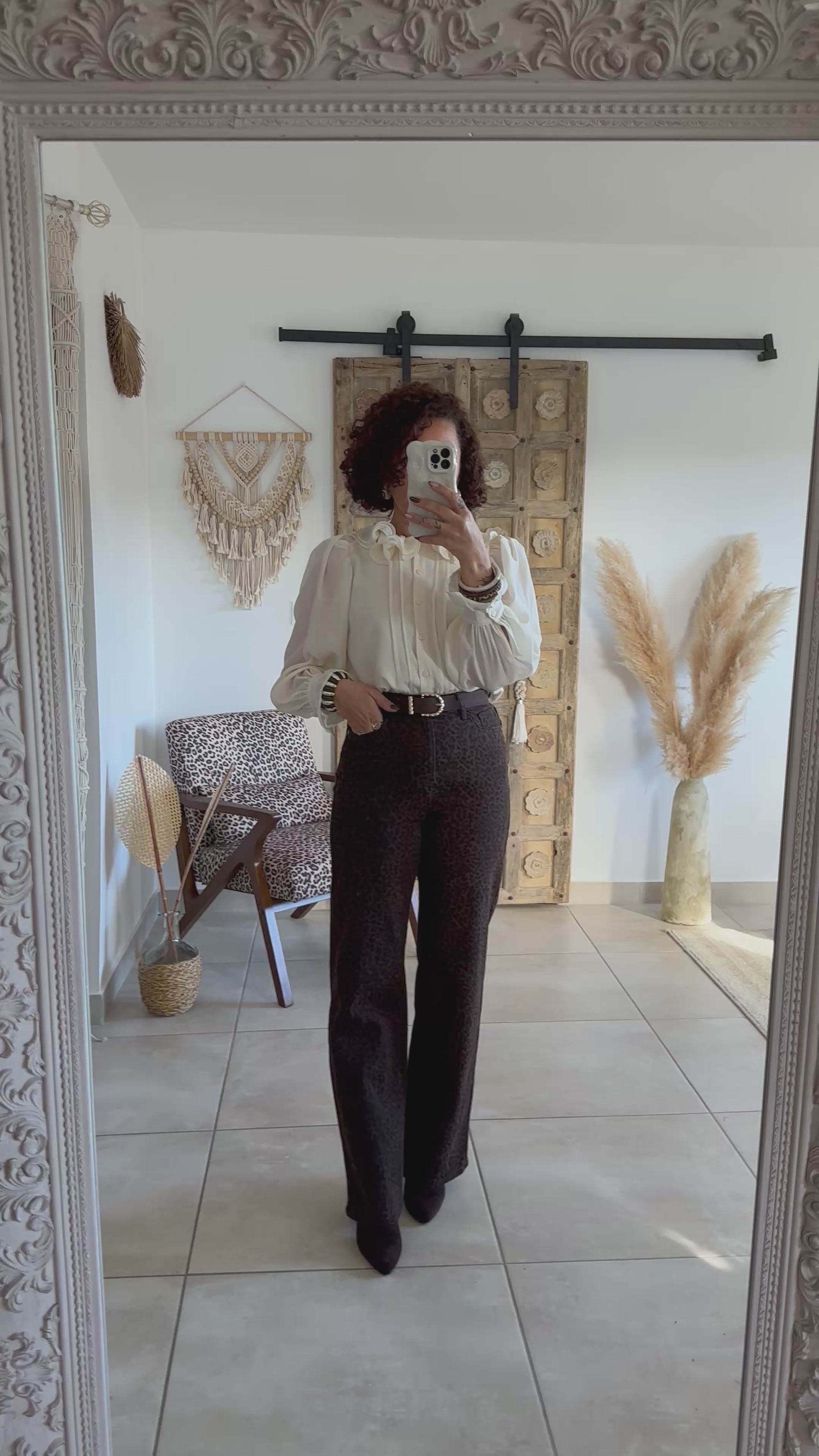 Blouse June - col volanté beige