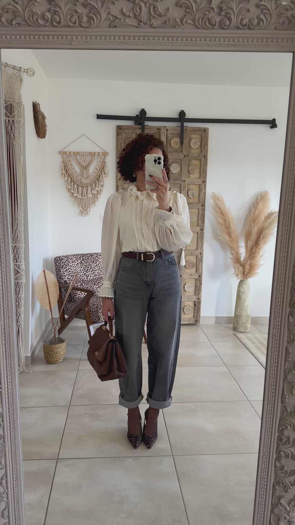 Blouse June - col volanté beige