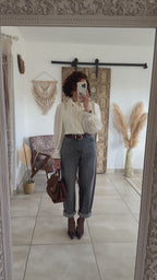 Blouse June - col volanté beige