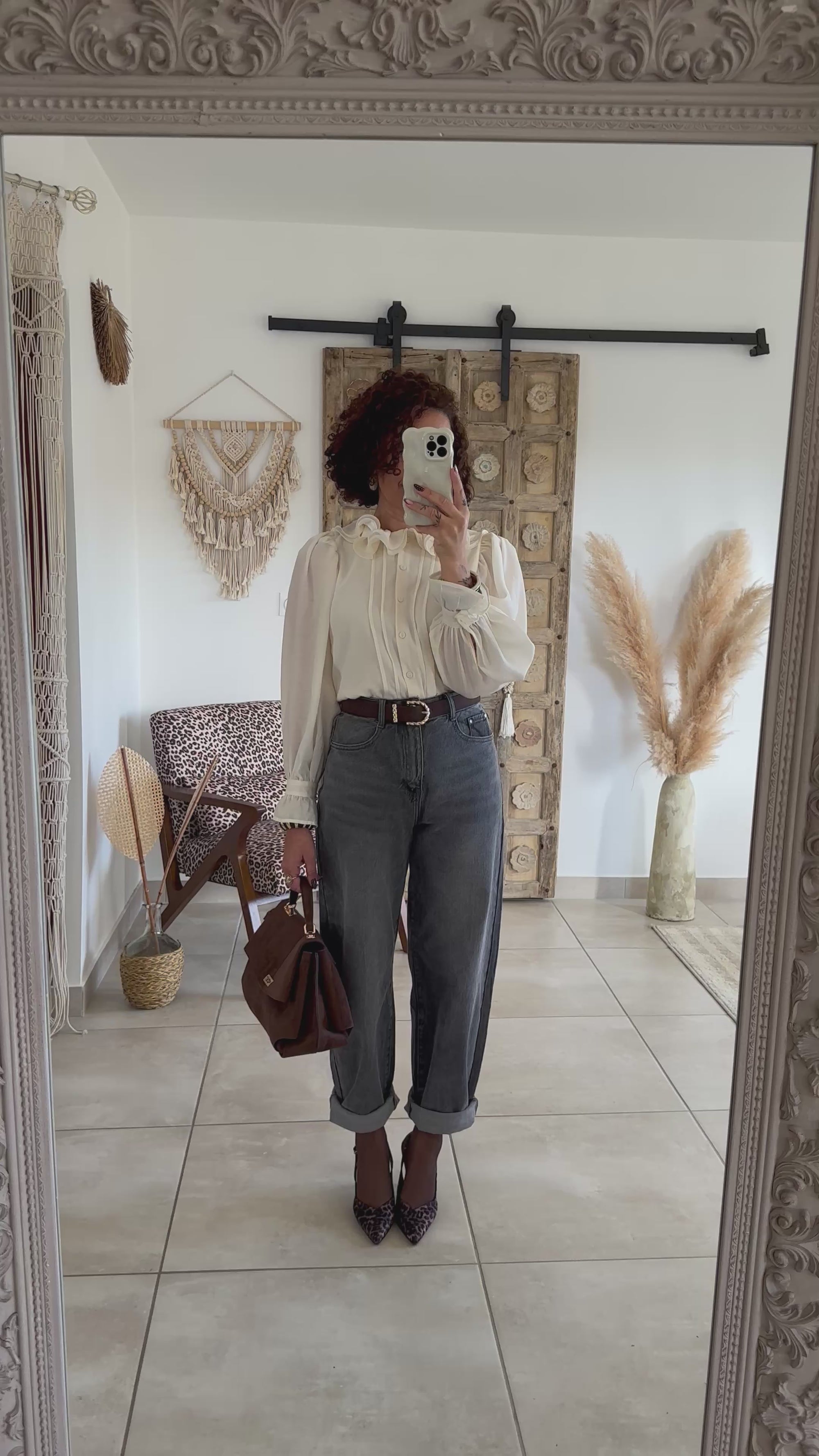 Blouse June - col volanté beige