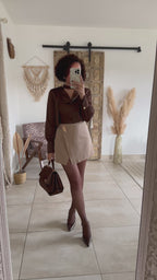 Blouse Emyra - Satin chocolat