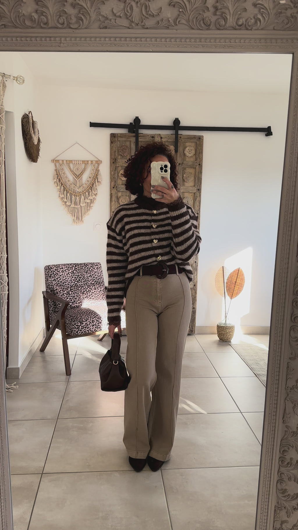 Gilet Chérine - rayé marron et écru