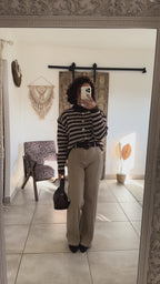 Gilet Chérine - rayé marron et écru