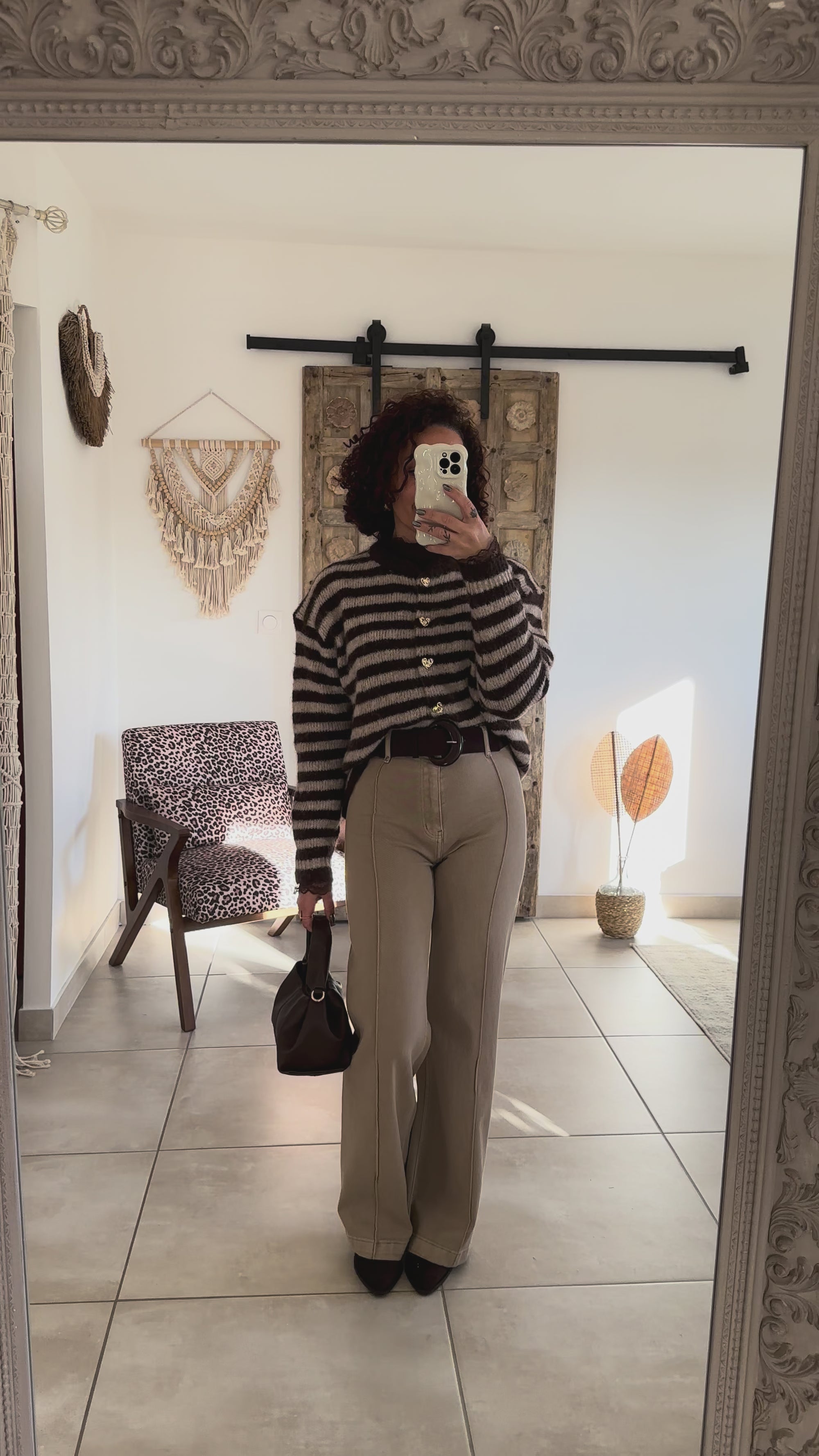 Gilet Chérine - rayé marron et écru