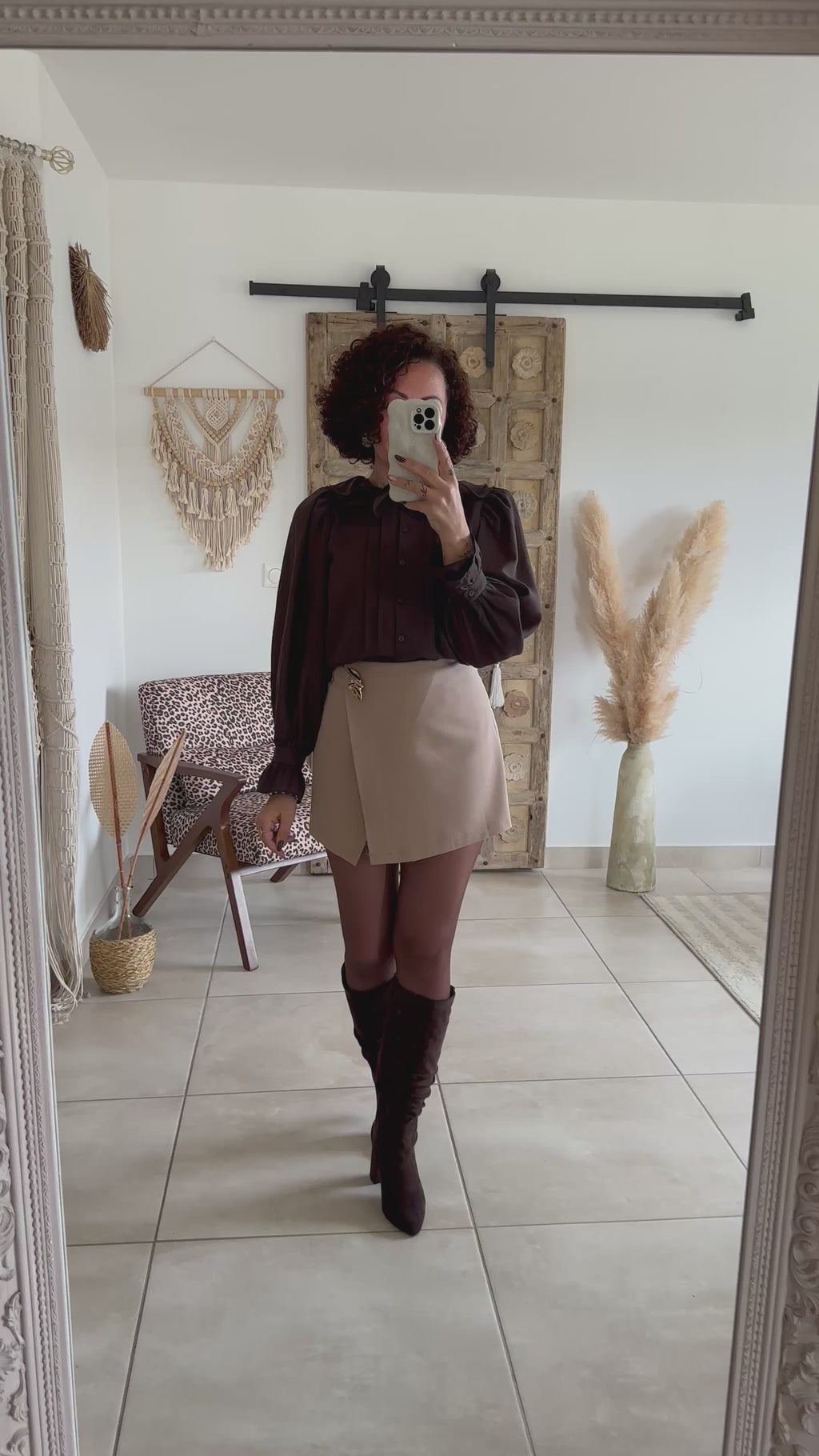 Blouse June - col volanté chocolat