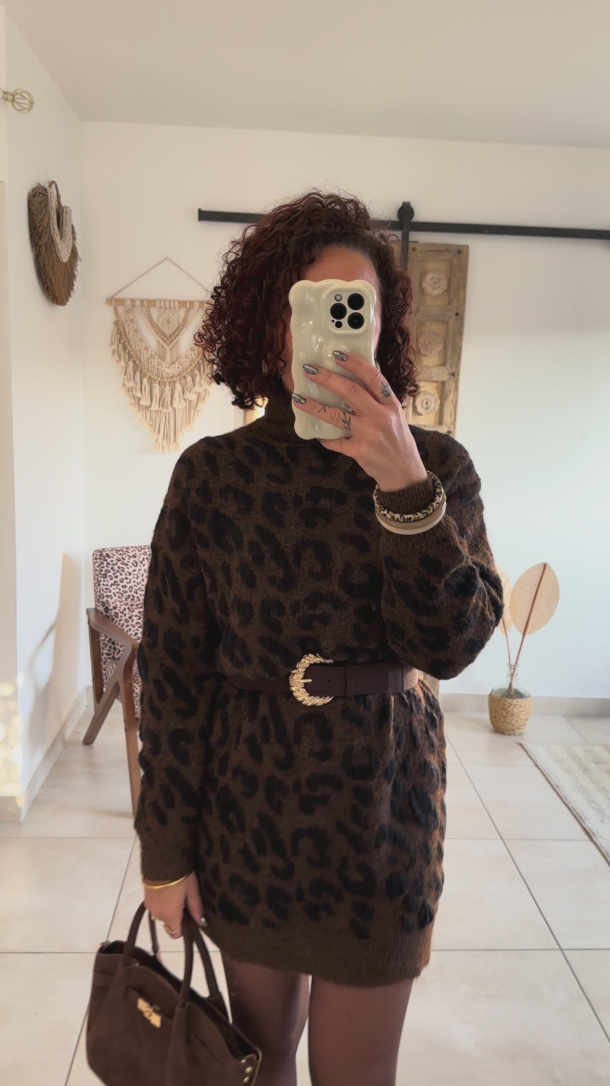 Robe pull Tiana - Léopard marron