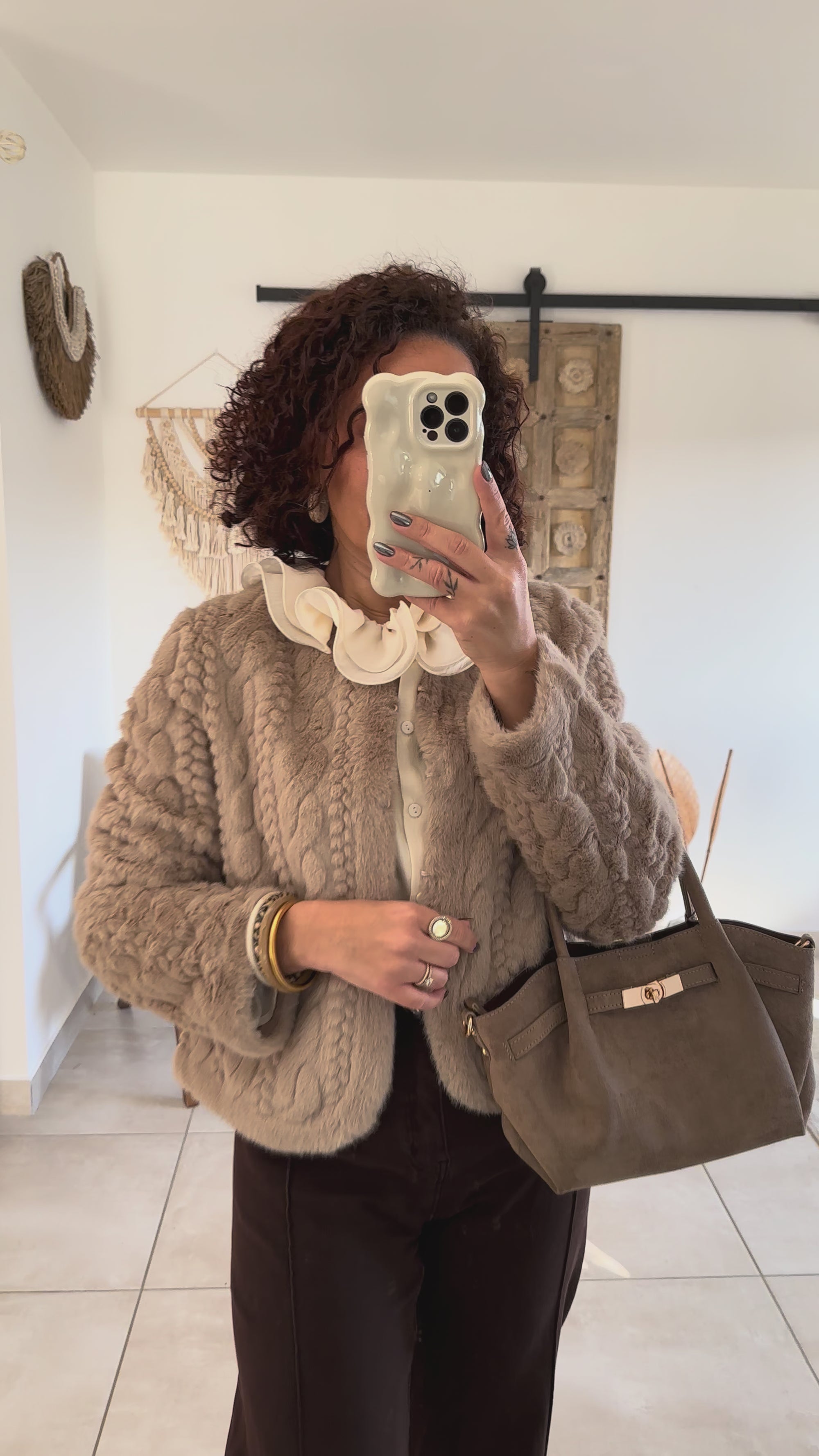 Veste Adélia - fausse fourrure écrue