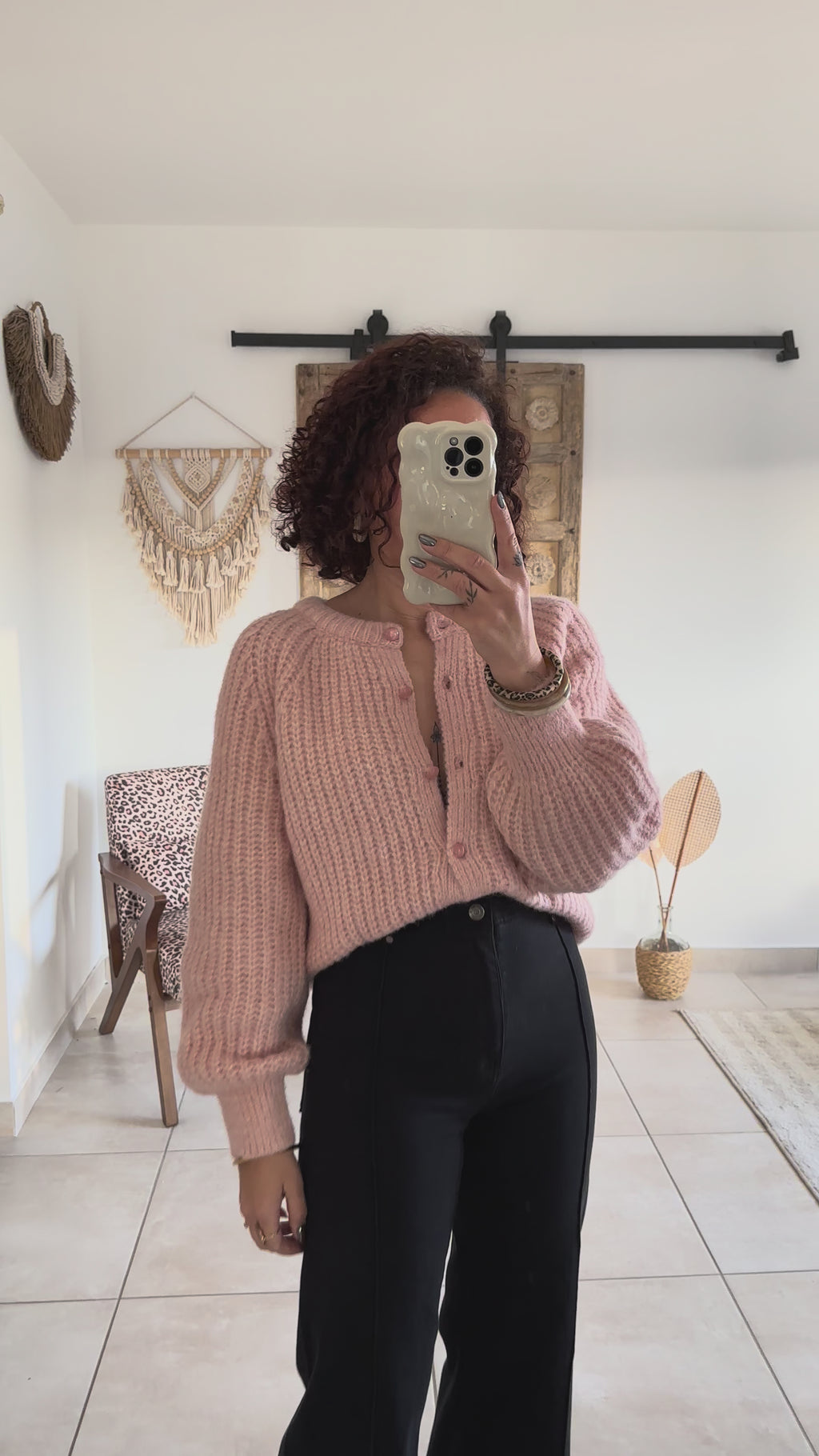 Gilet Elvire - Maille épaisse rose