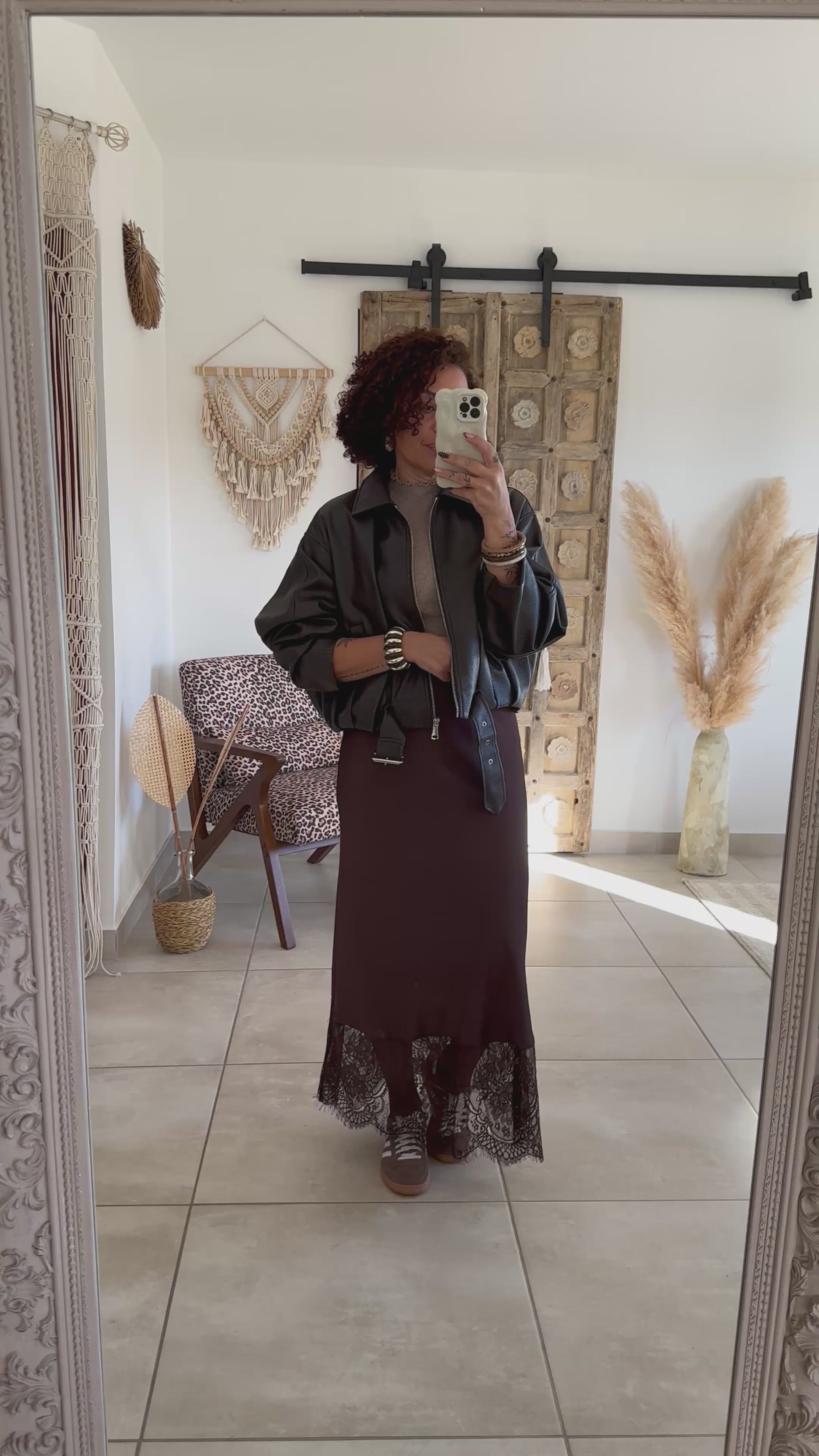 Veste Liora - simili cuir marron