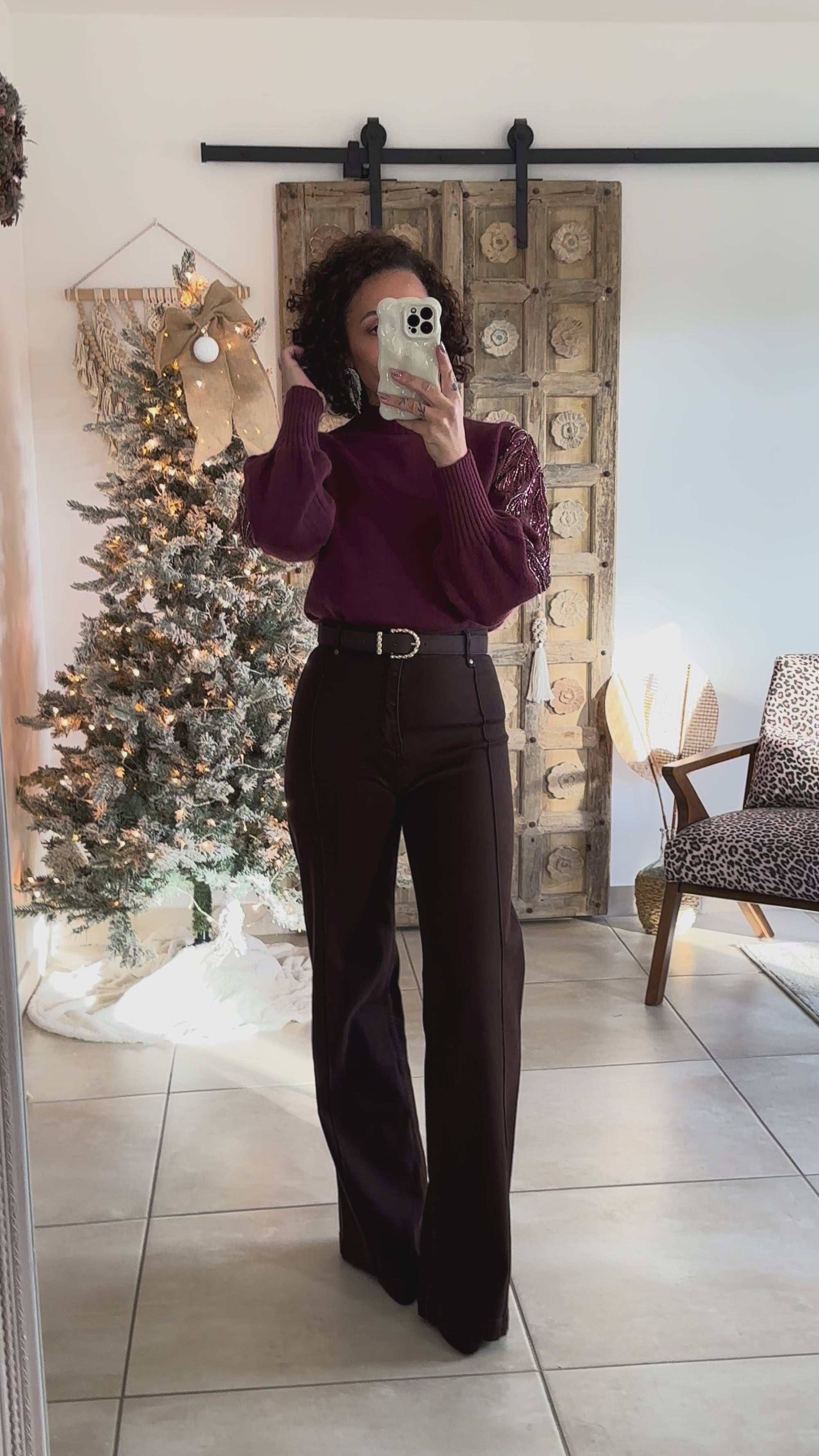 Pull Céleste - Bordeaux Manches sequins