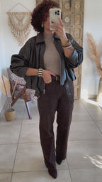 Veste Liora - simili cuir marron