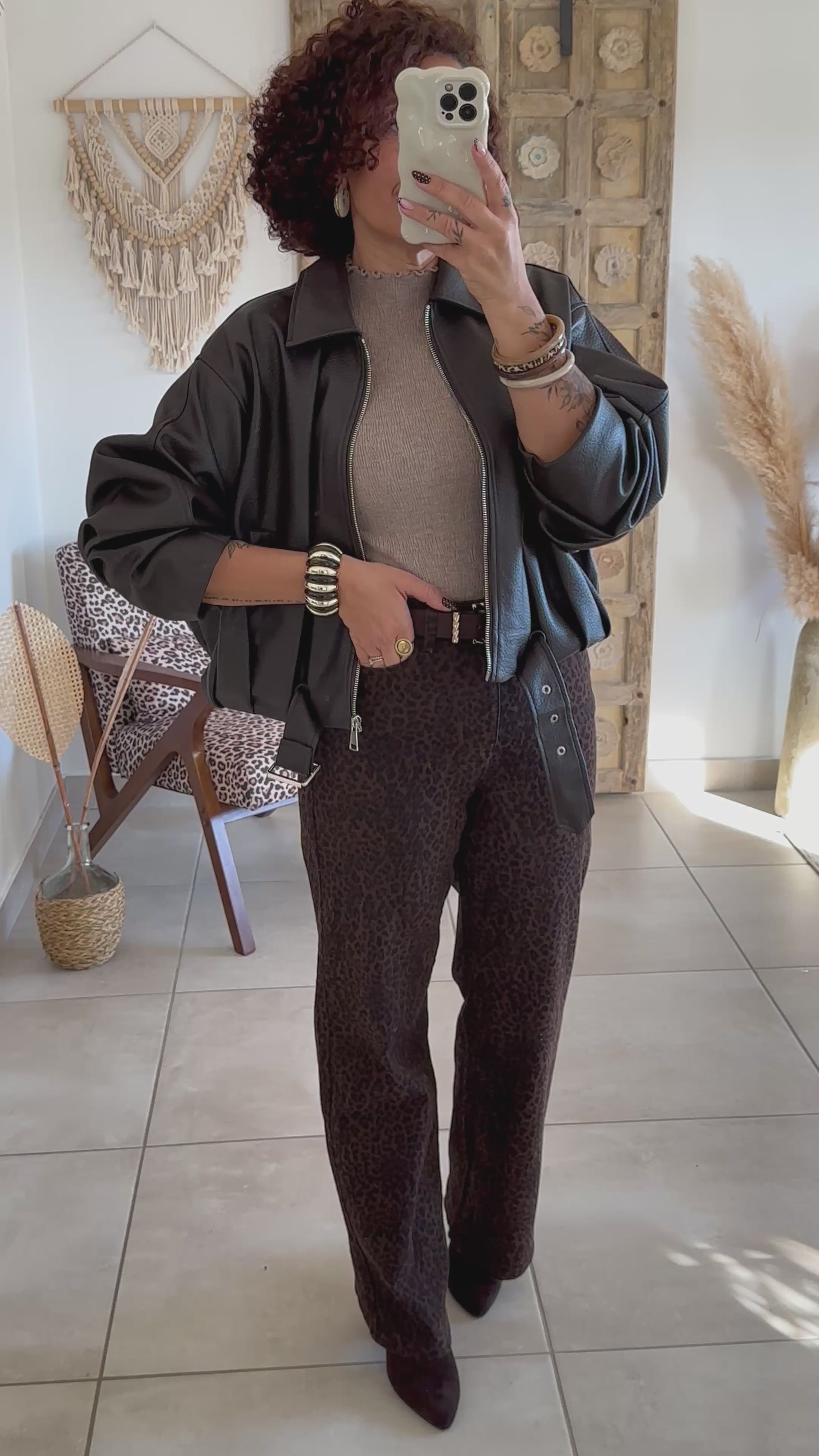 Veste Liora - simili cuir marron