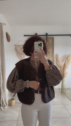 Gilet sans manches Anouk - Moumoute marron