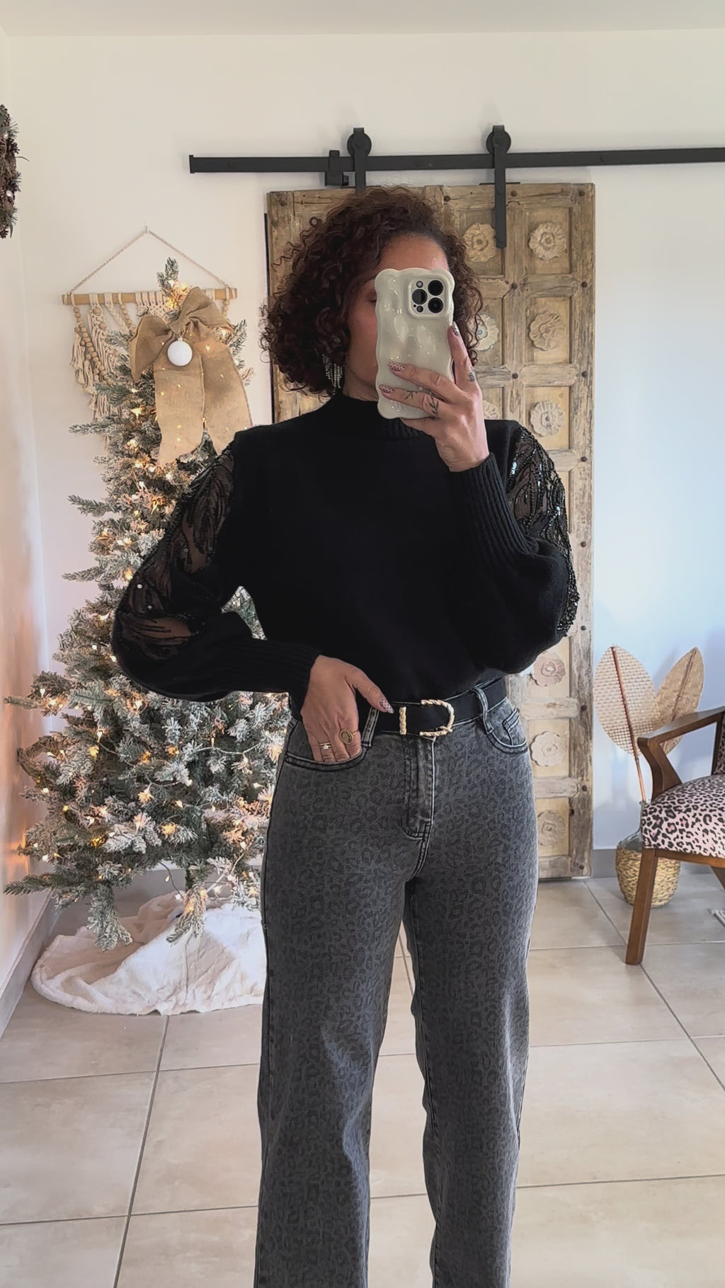 Jean Saphia - Wide Leg Léopard Gris