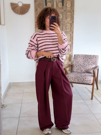 Pull Candy - Rayé rose/marron