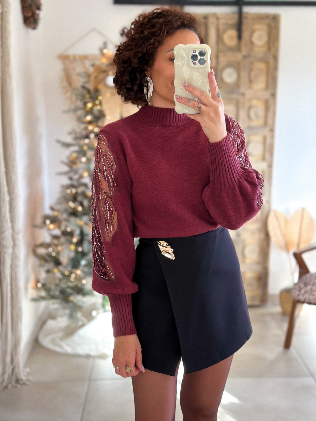 Pull Céleste - Bordeaux Manches sequins