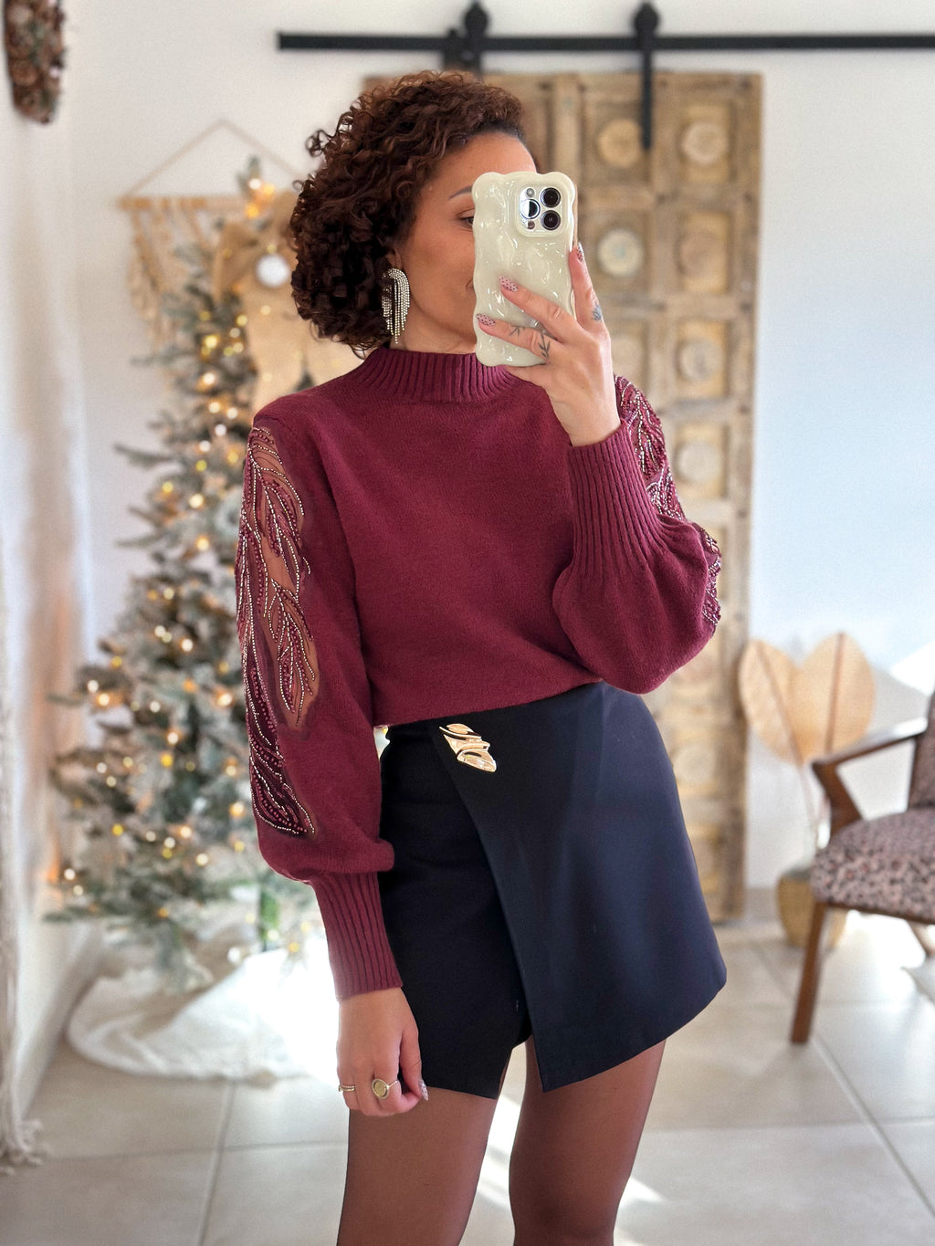 Pull Céleste - Bordeaux Manches sequins