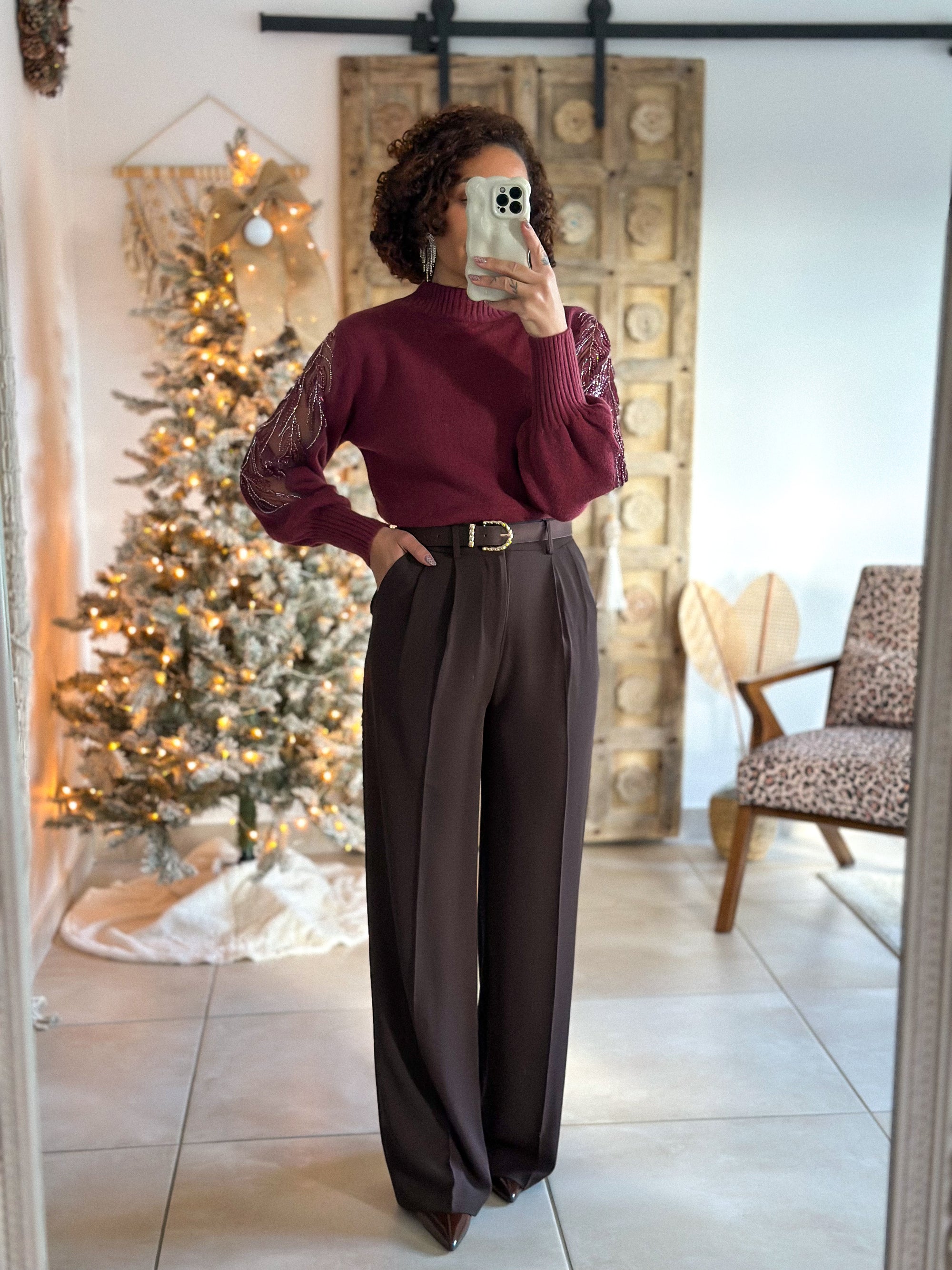Pull Céleste - Bordeaux Manches sequins