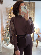 Pull Céleste - Marron Manches sequins