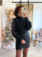 Pull Céleste - Noir Manches sequins