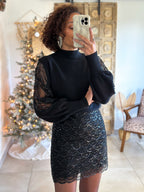 Pull Céleste - Noir Manches sequins