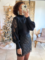 Pull Céleste - Noir Manches sequins