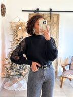 Pull Céleste - Noir Manches sequins