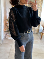 Pull Céleste - Noir Manches sequins