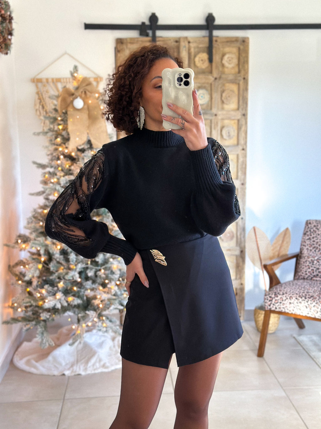 Pull Céleste - Noir Manches sequins