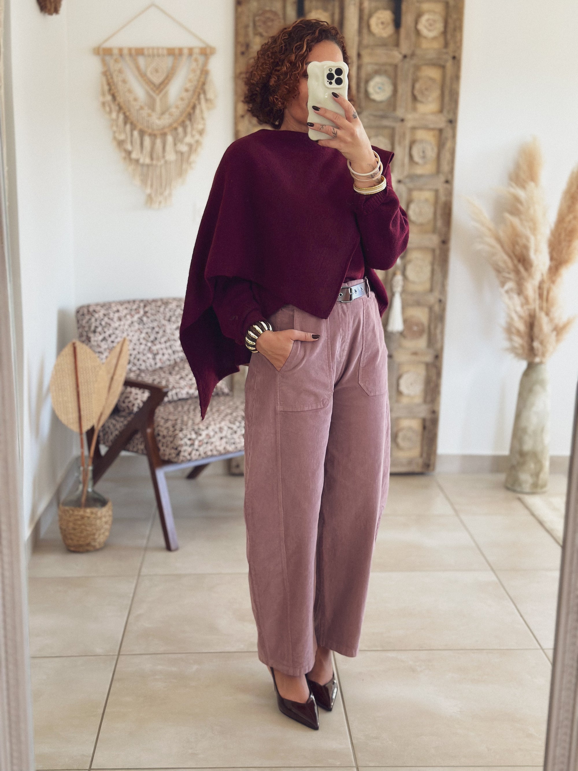 Pull Adèle – avec écharpe Bordeaux