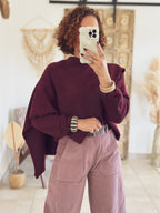 Pull Adèle – avec écharpe Bordeaux