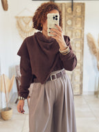 Pull Adèle – avec écharpe Chocolat