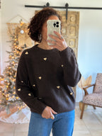 Pull Elyna - Chocolat à coeurs