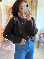 Pull Elyna - Chocolat à coeurs