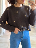 Pull Elyna - Chocolat à coeurs