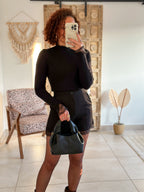 Pull Farah - col montant noir à dentelle