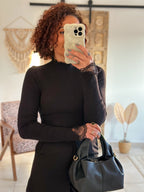 Pull Farah - col montant noir à dentelle