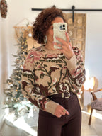 Pull Fleur - Beige Rose