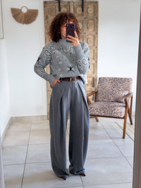 Pull Hermine - Gris à motifs bandana