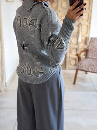 Pull Hermine - Gris à motifs bandana