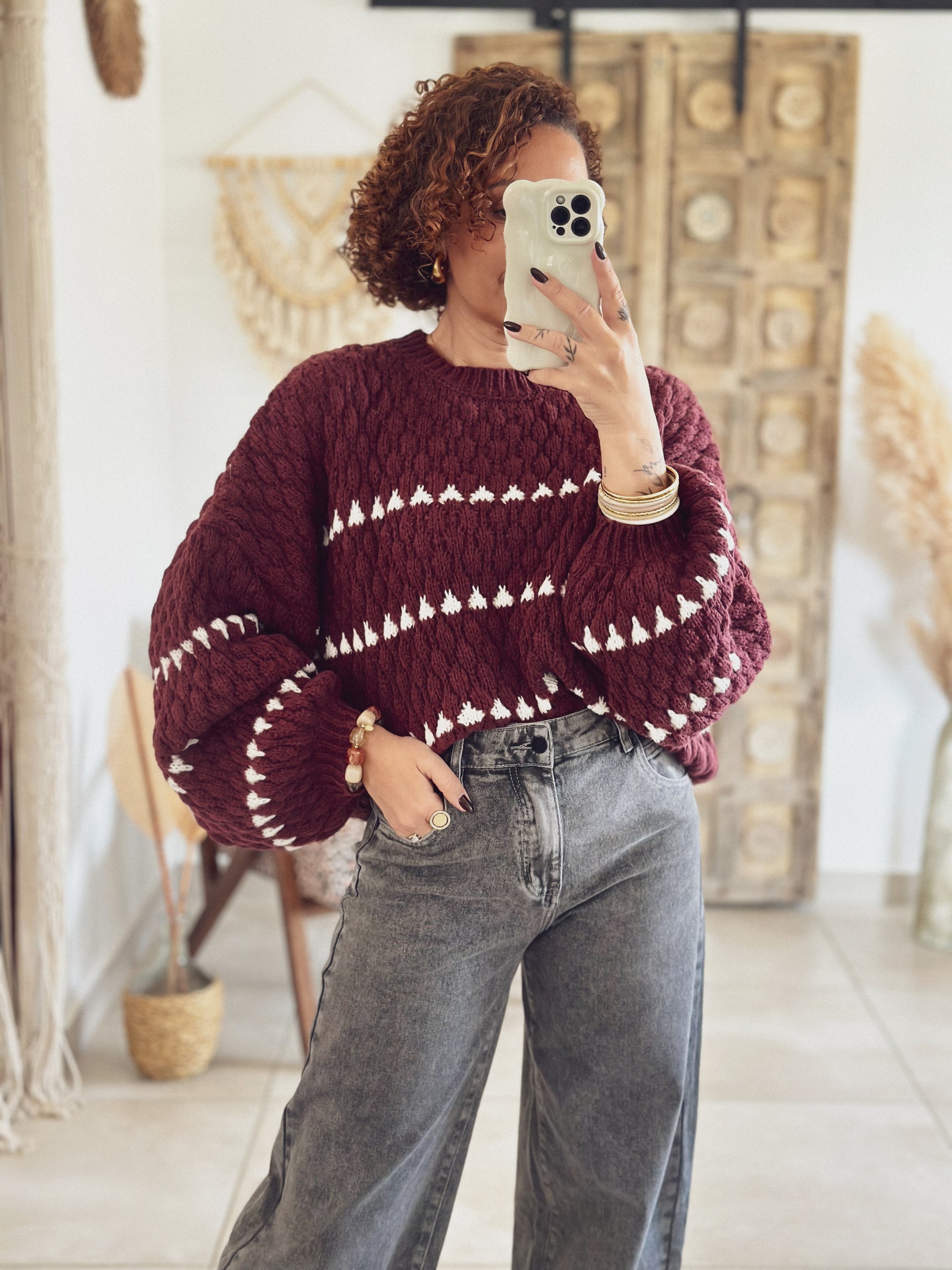 Pull Aléna – Maille Bordeaux