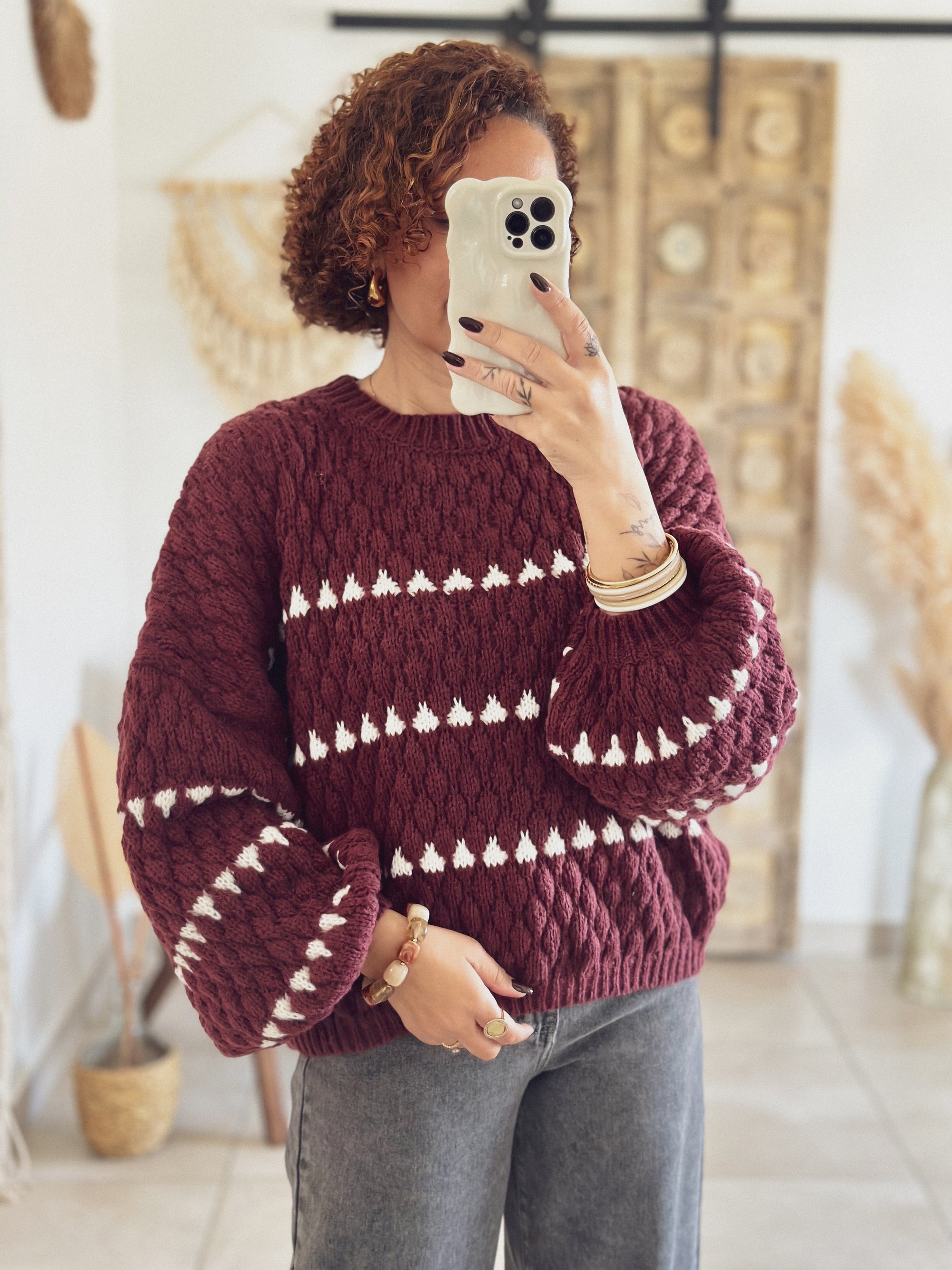 Pull Aléna – Maille Bordeaux