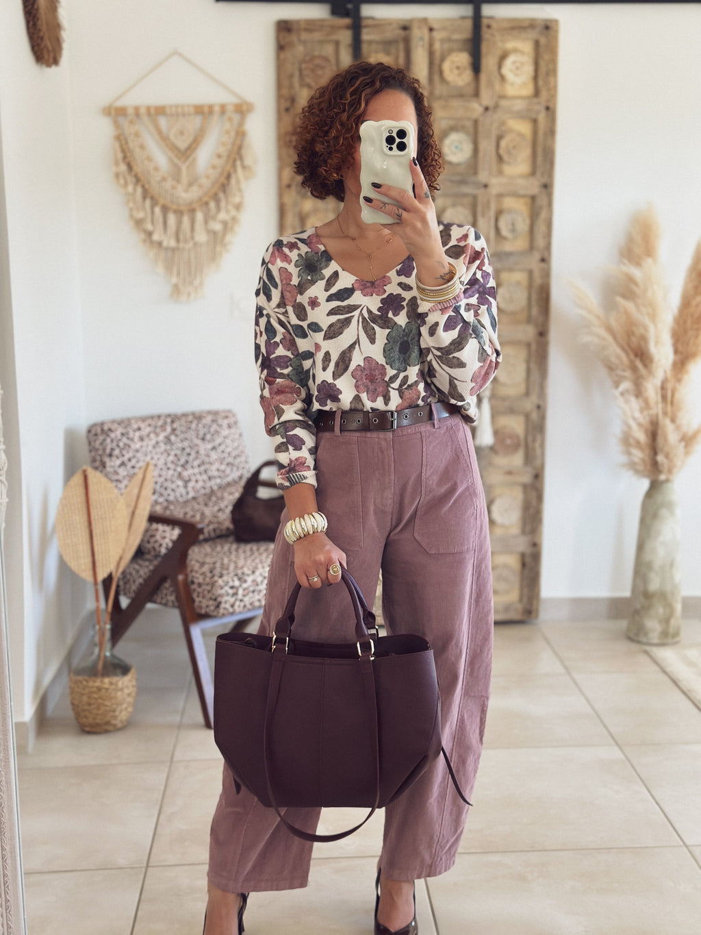Pull Ophélie – Imprimé floral rose