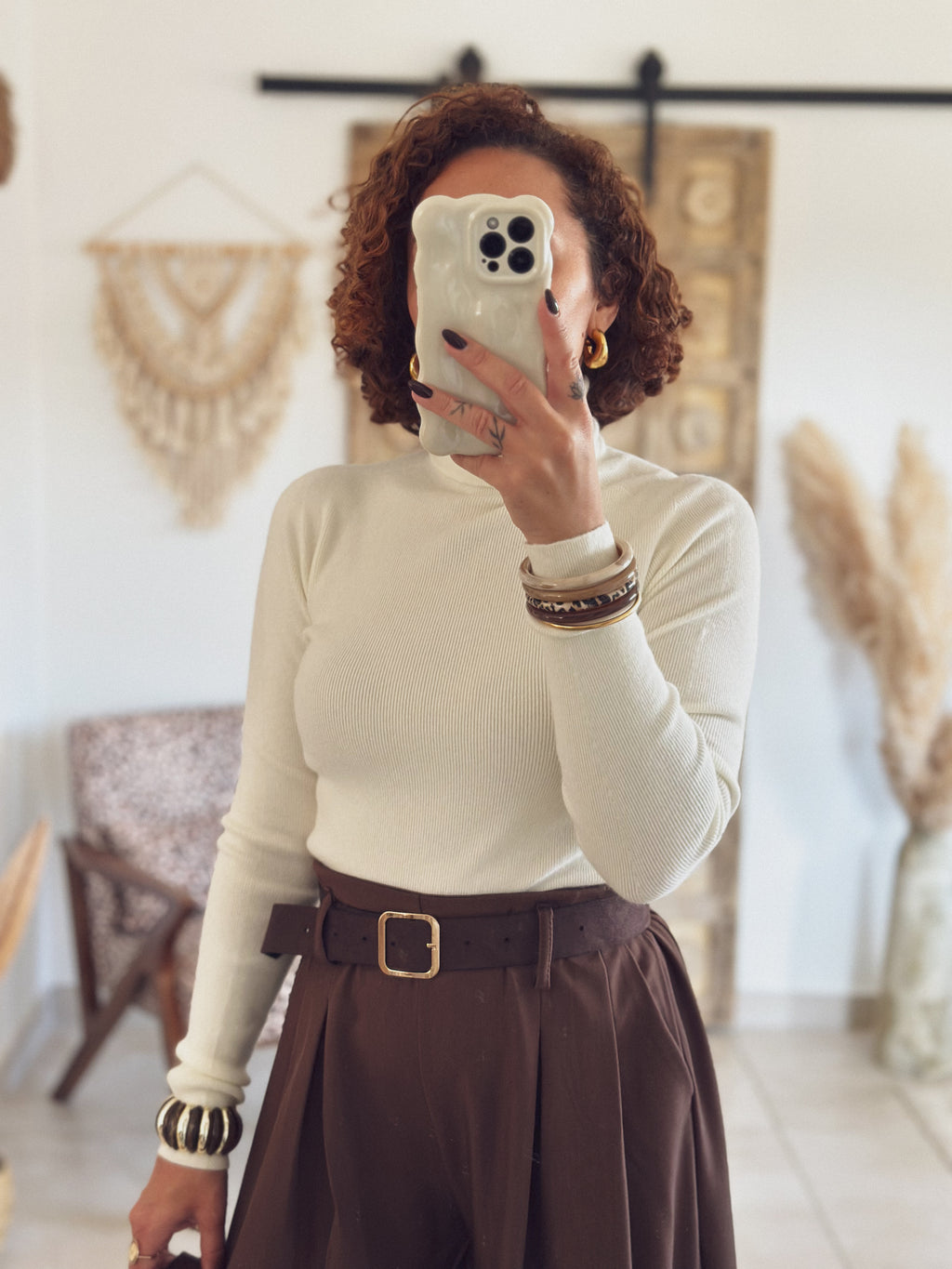 Pull Sélène – Col roulé Écru