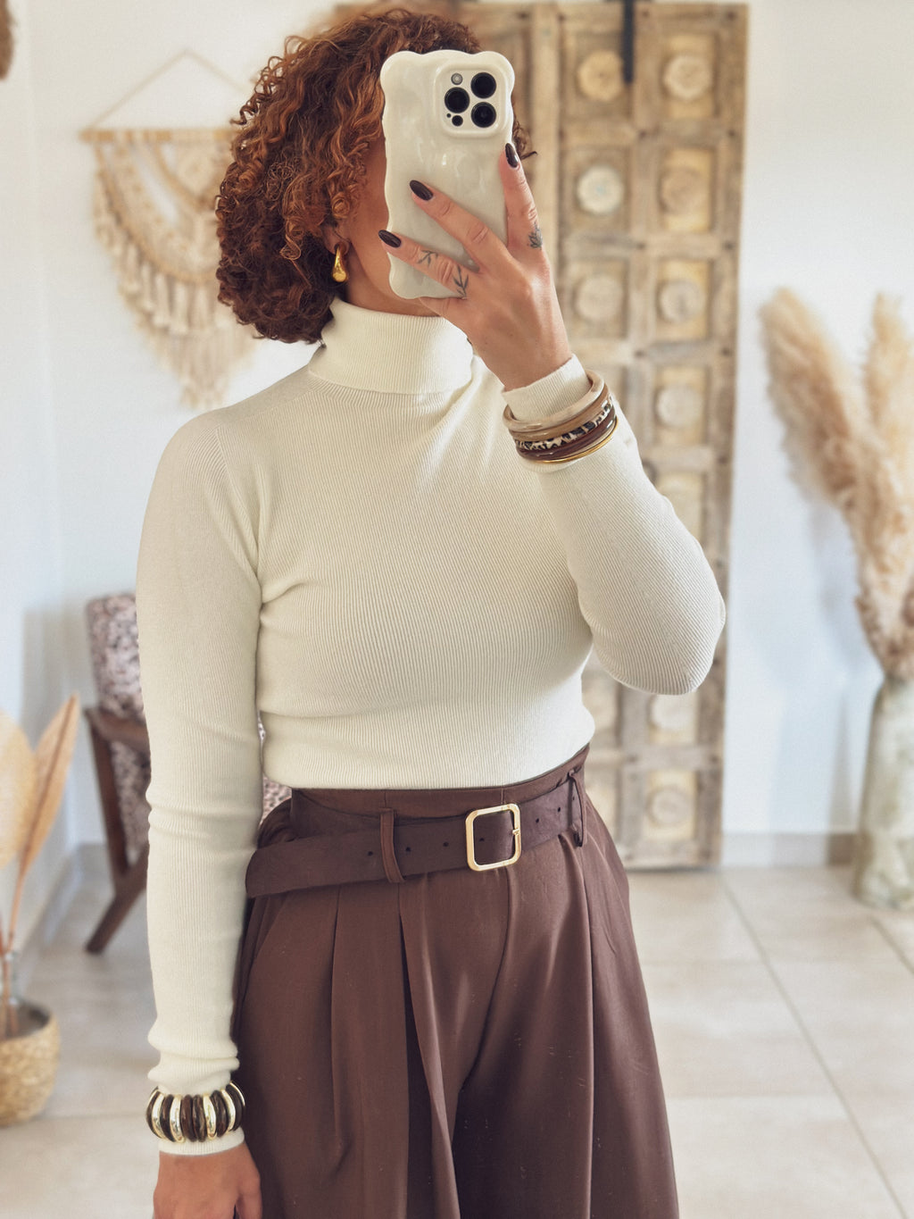 Pull Sélène – Col roulé Écru