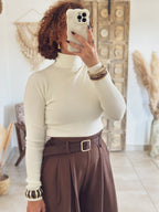 Pull Sélène – Col roulé Écru