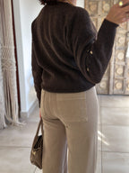 Pull Thaïs - col V chocolat à cœurs